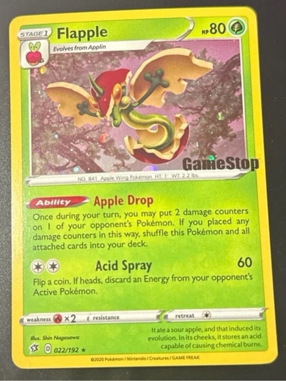 Flappe 22/192 GameStop Promo 2020 released HoloFoil rare stamped Light played LP